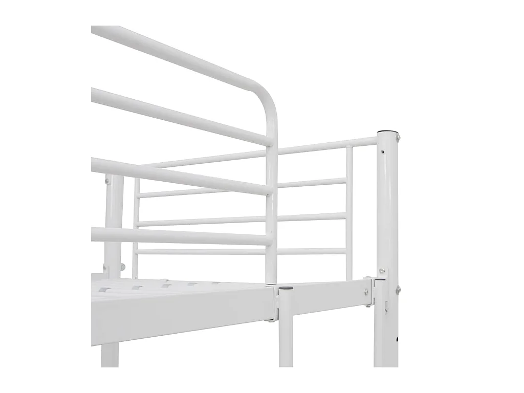 Lit simlpe-Lit superposé avec table sans matelas blanc métal 90x200 cm