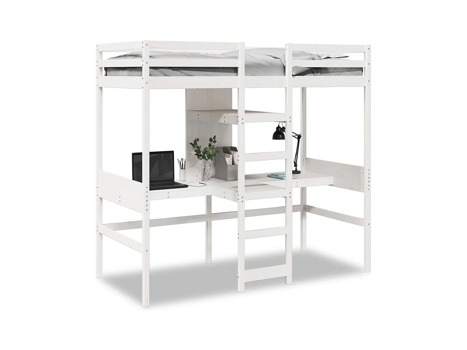 Lit simple-Lit adulte-Cadre de Lit superposé sans matelas blanc 80x200 cm pin massif