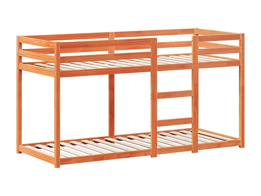 Bettgestell | Kinderbett | Etagenbett mit Dach Wachsbraun 75x190 cm Massivholz Kiefer SHL146028