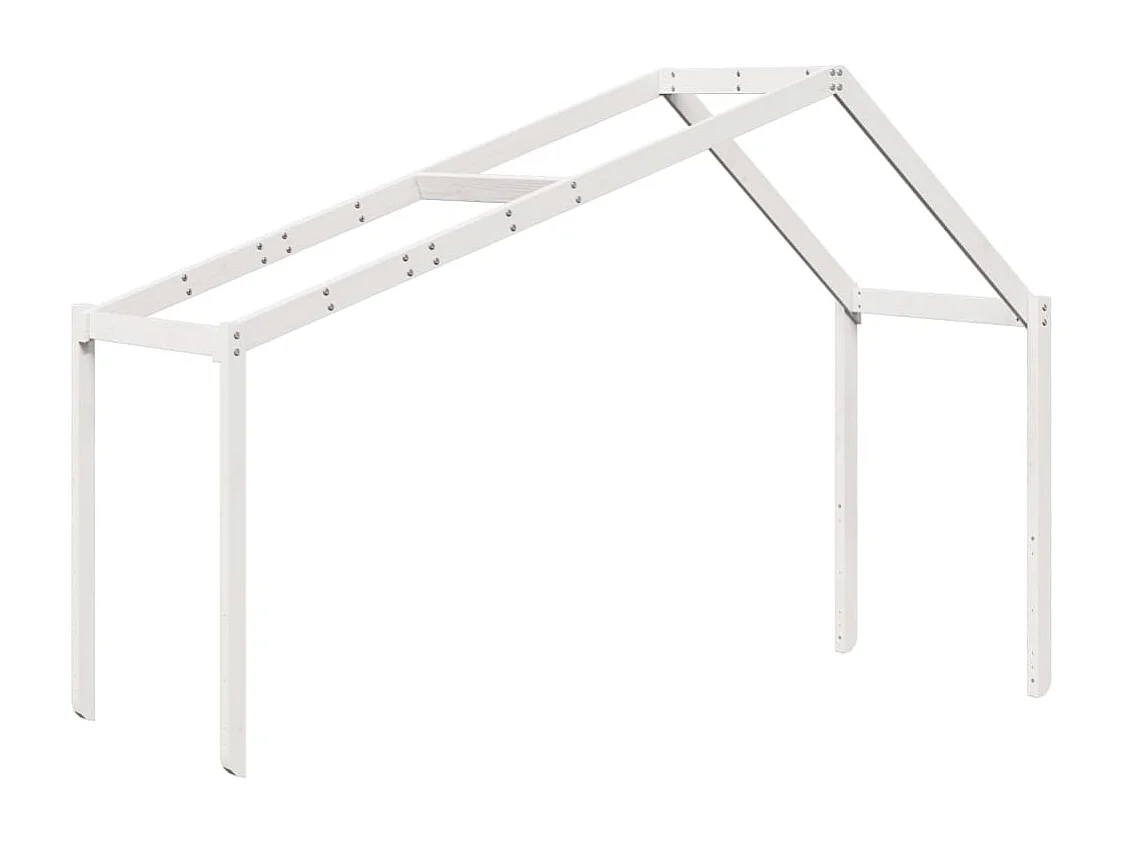 Lit simple-Lit superposé enfant avec échelle et toit sans matelas blanc 90x190 cm