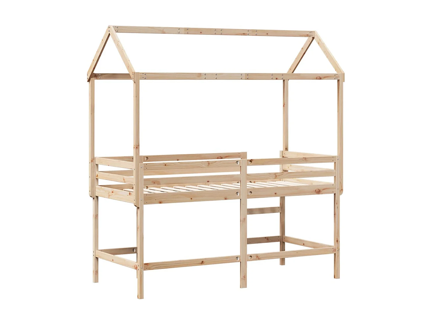 Lit simple-Lit superposé enfant avec échelle et toit sans matelas 90x190 cm