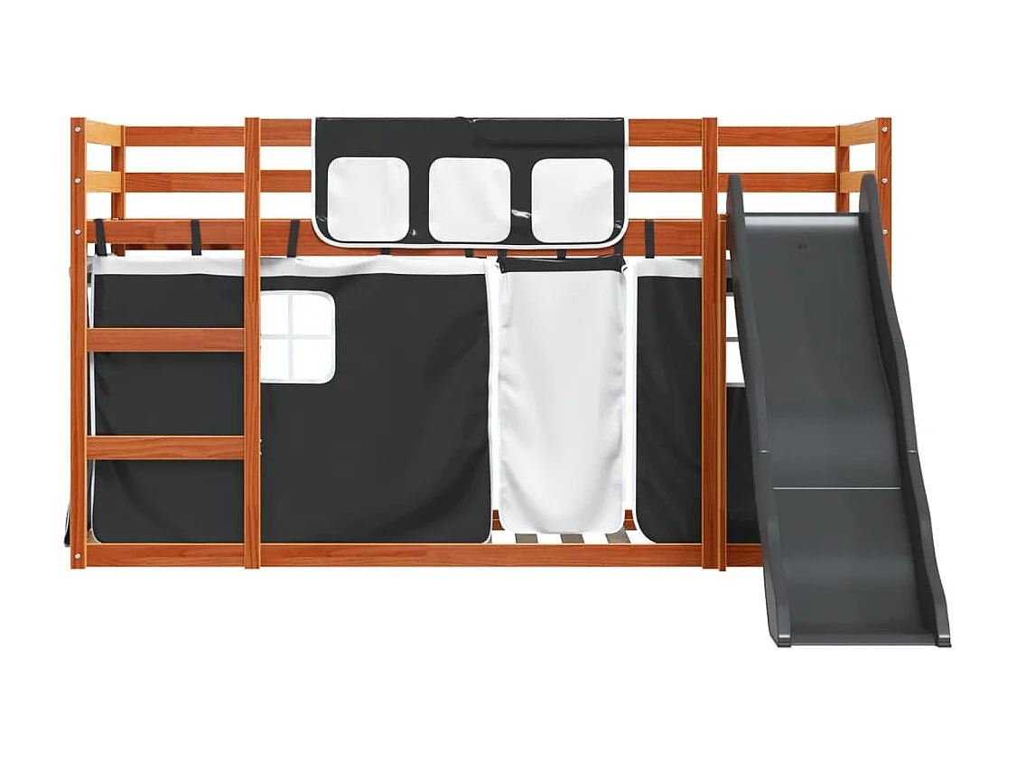 Beliche infantil com escorrega e cortinas 90x200cm branco e preto SHL825368