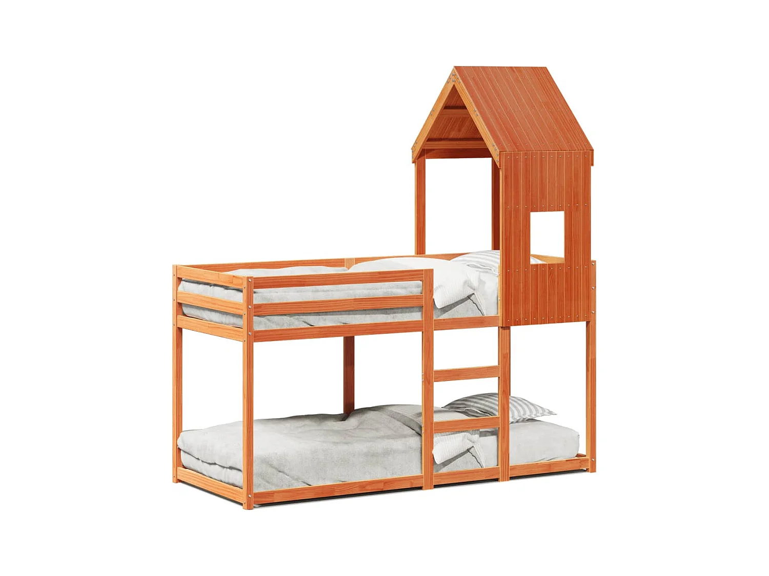 Lit simple-Lit superposé enfant sans matelas cire marron 80x200 cm pin massif