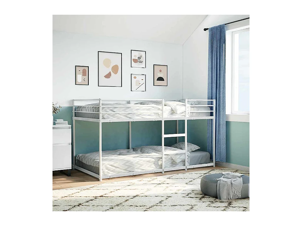 Lit simple-Lit superposé enfant sans matelas blanc 107x203 cm acier