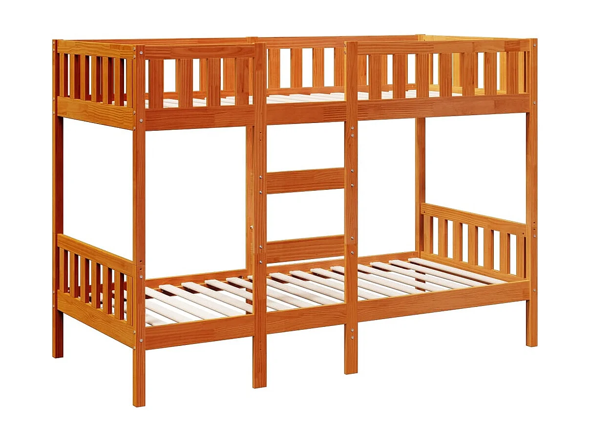 Lit simlpe-Lit superposé cire marron 90x200 cm bois de pin massif