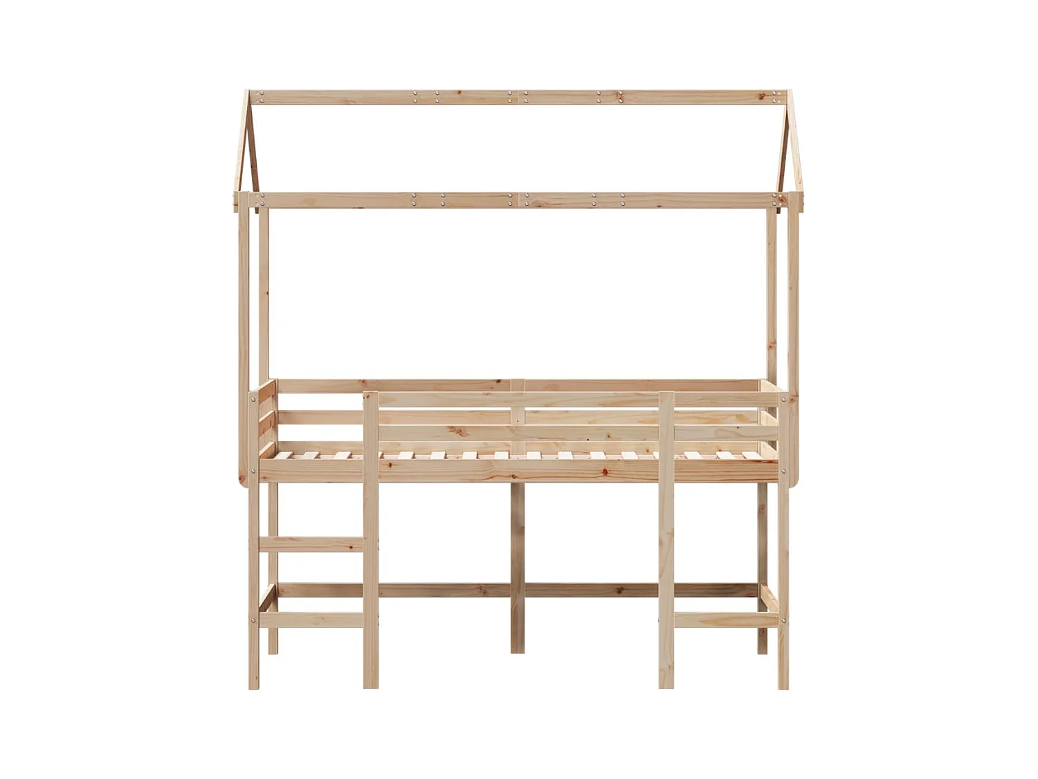 Lit simple-Lit superposé enfant avec échelle et toit sans matelas 80x200 cm