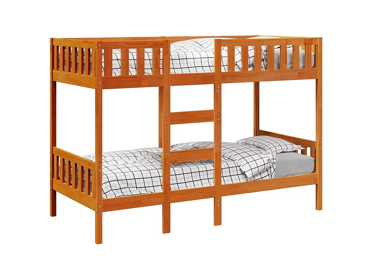 Lit simple-Lit superposé enfant cire marron 90x190 cm bois de pin massif