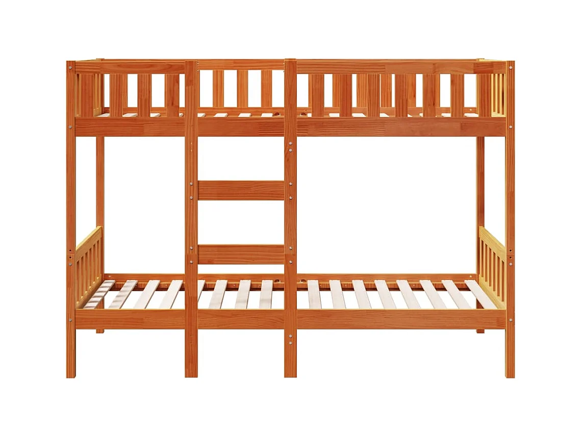 Lit simple-Lit superposé enfant cire marron 90x190 cm bois de pin massif