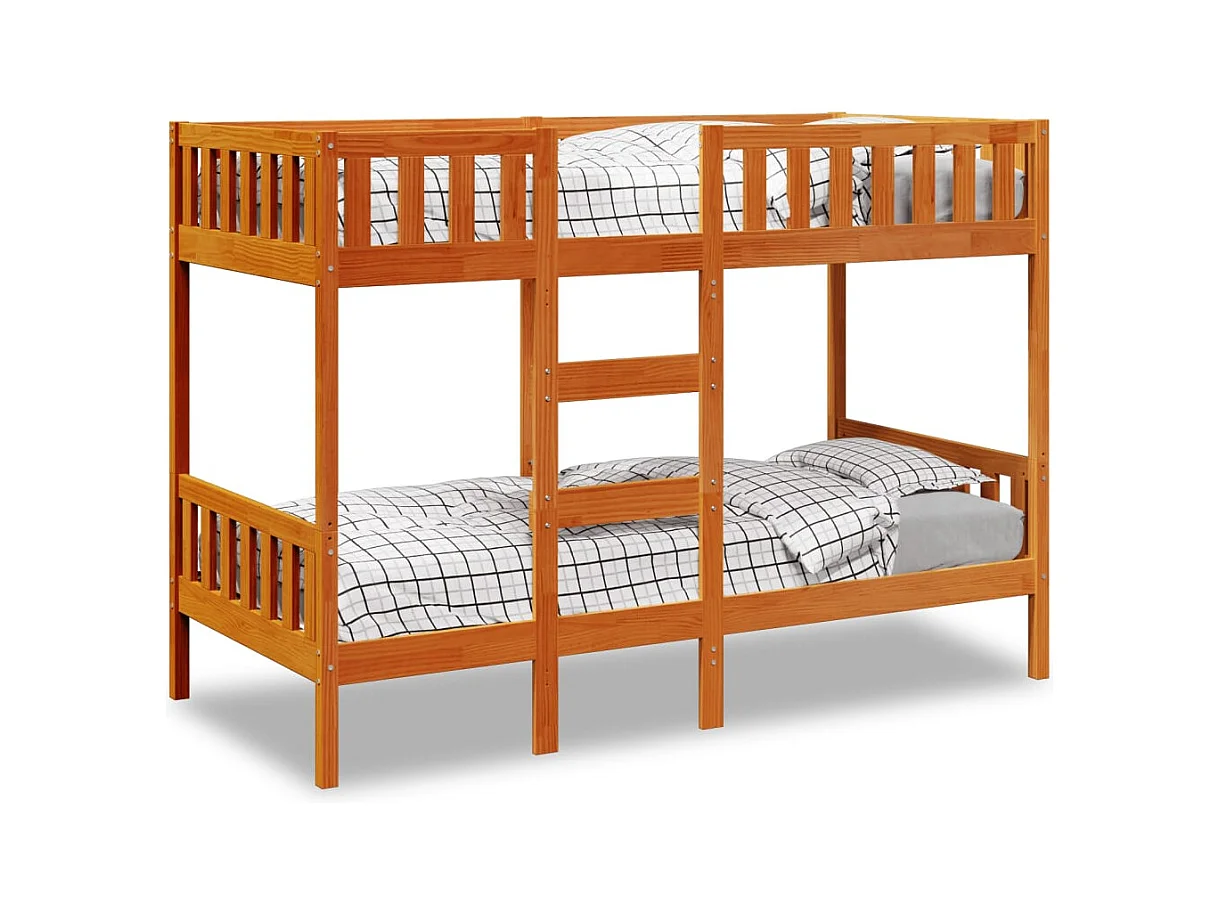 Lit simple-Lit superposé enfant cire marron 90x190 cm bois de pin massif