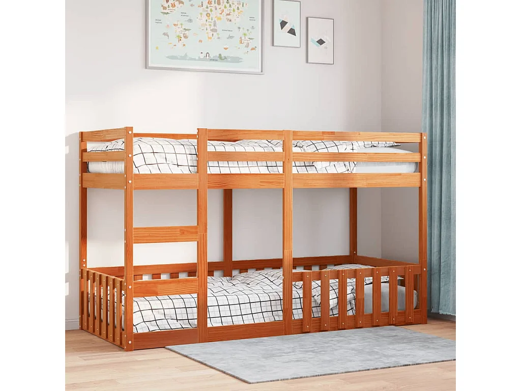 Beliche infantil 90x200cm madeira de pinho maciça castanho cera SHL89263