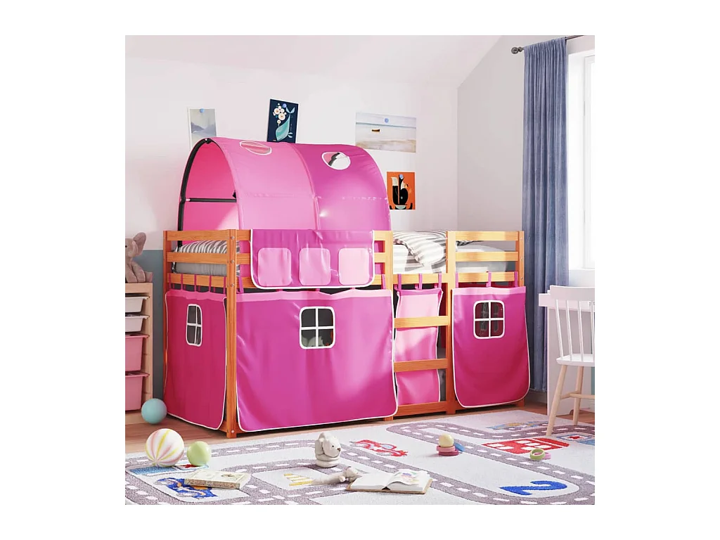 Lit simple-Lit superposé enfant sans matelas 90x190 cm bois de pin massif