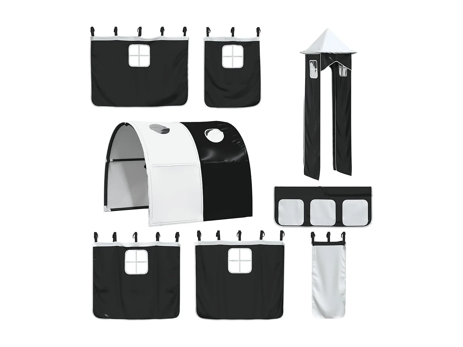 Lit simple-Lit superposé enfant sans matelas avec toboggan blanc noir 80x200 cm