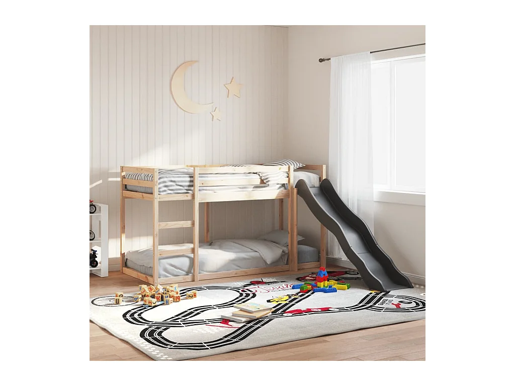 Lit simple-Lit superposé enfant avec toboggan et échelle sans matelas 80x200 cm