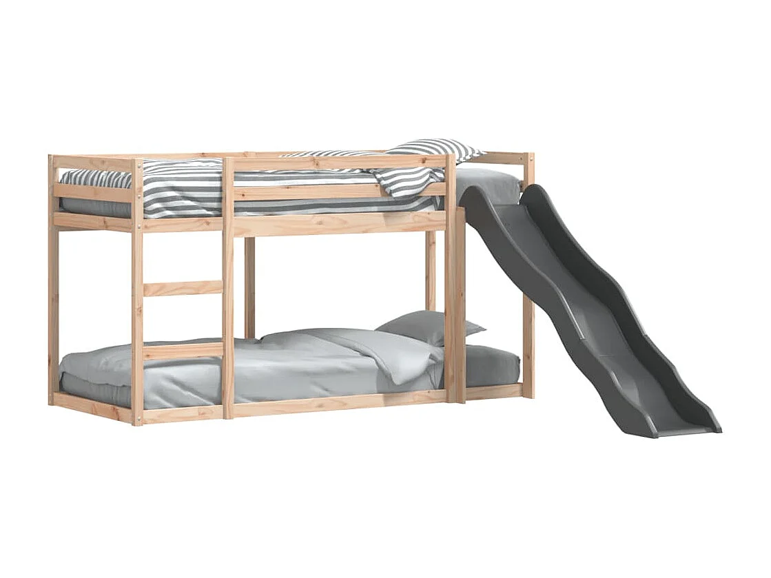 Bettgestell | Kinderbett | Etagenbett mit Rutsche und Leiter 80x200 cm Massivholz Kiefer SHL809329