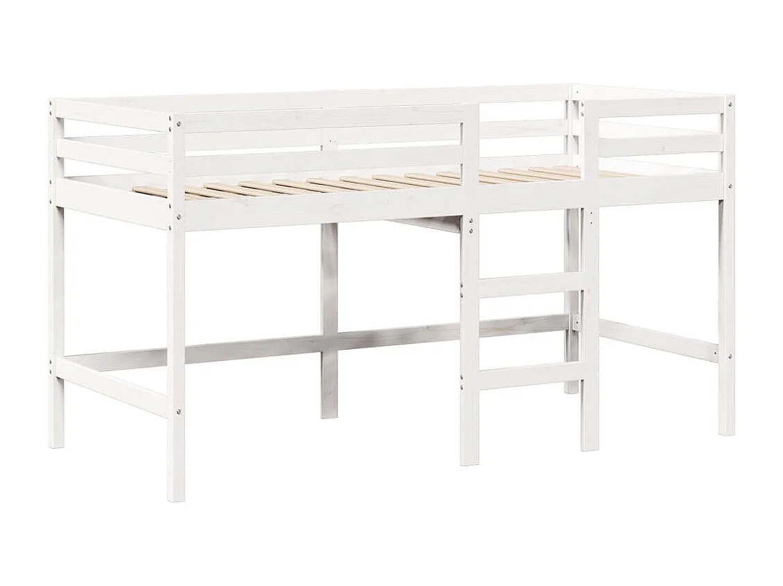Lit simple-Lit superposé enfant avec échelle et toit sans matelas blanc 90x190 cm