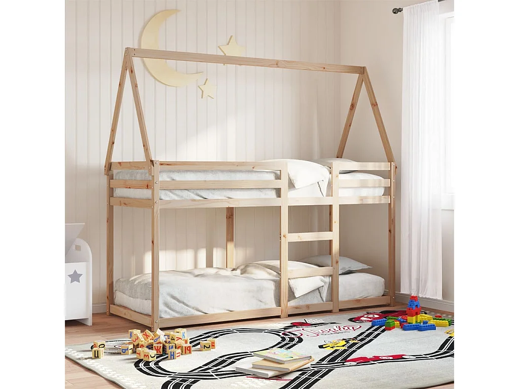 Lit simple-Lit superposé enfant sans matelas 90x190 cm bois de pin massif