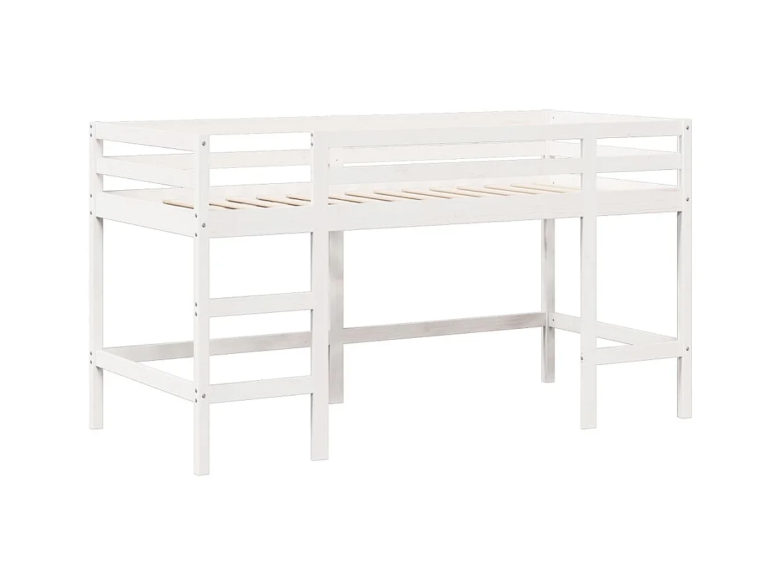 Lit simple-Lit superposé enfant avec échelle et toit sans matelas blanc 90x190 cm