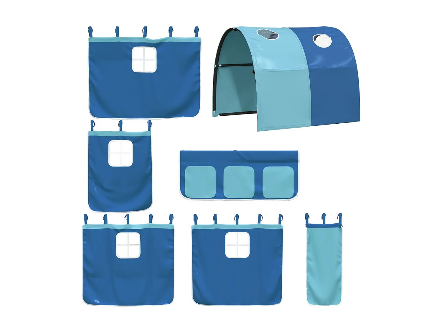 Cama individual | Litera con tobogán y cortinas azul 80x200 cm SHL53307