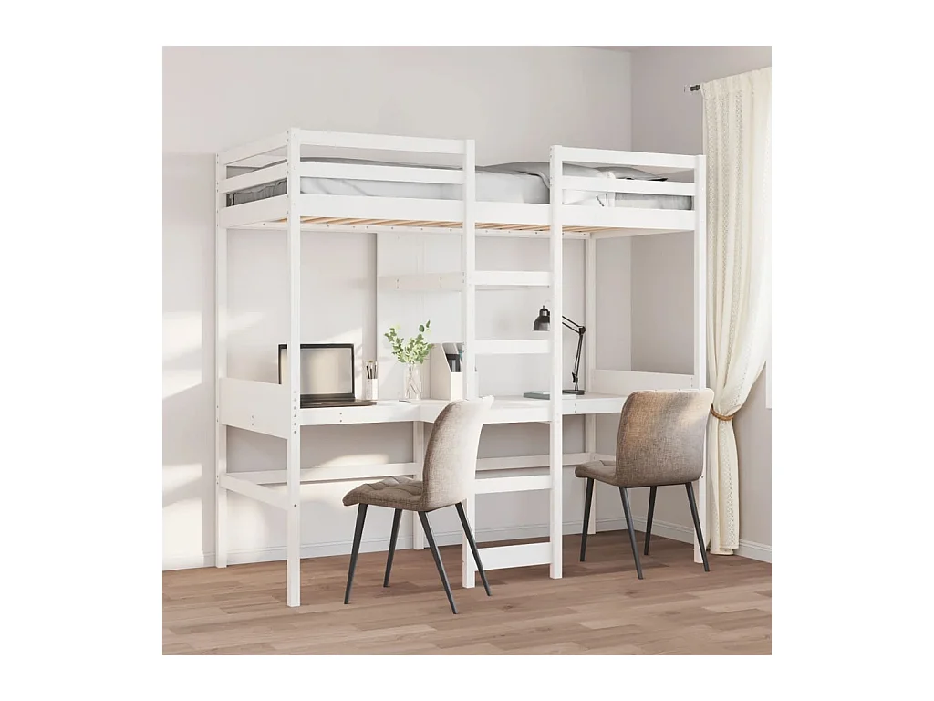 Lit simple-Lit adulte-Cadre de lit superposé sans matelas blanc 75x190 cm pin massif