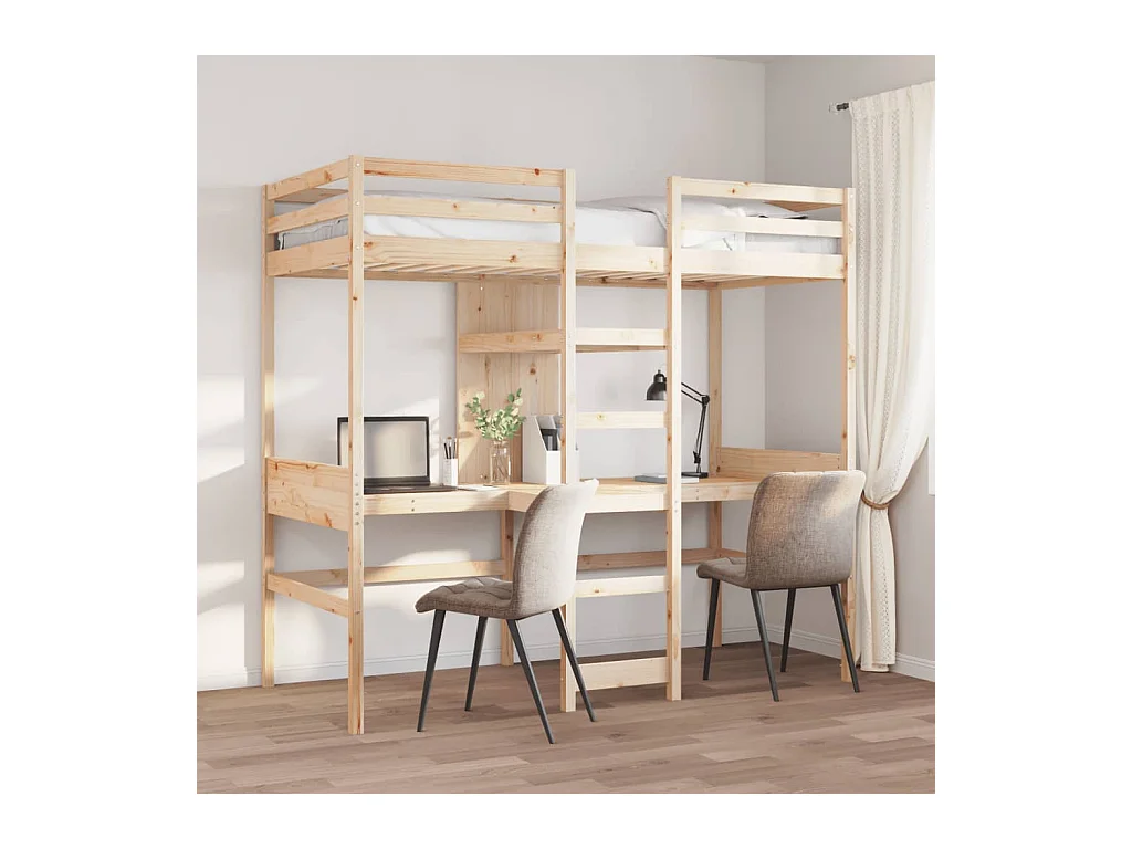 Lit simple-Lit adulte-Cadre de lit superposé sans matelas 75x190cm bois de pin massif