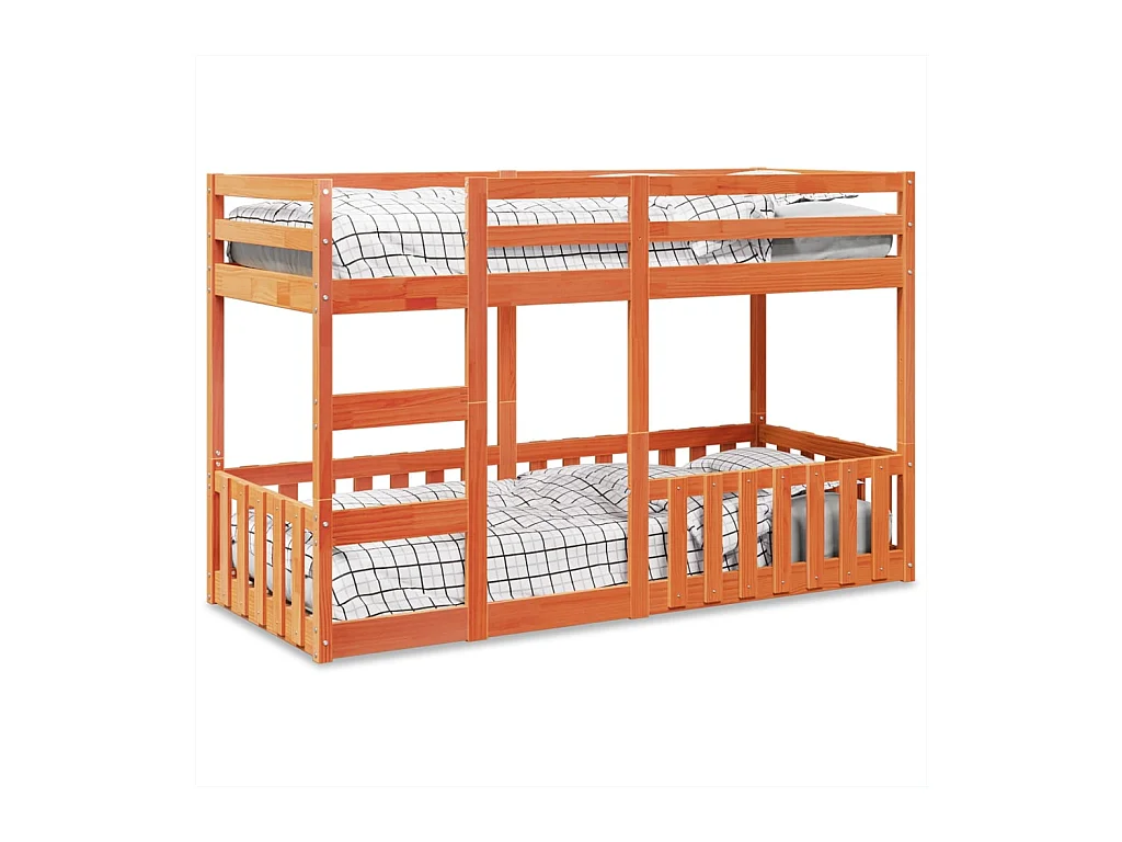 Lit simple-Lit superposé enfant cire marron 75x190 cm bois de pin massif