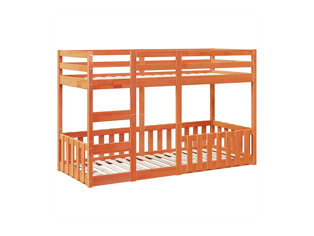 Lit simple-Lit superposé enfant cire marron 75x190 cm bois de pin massif