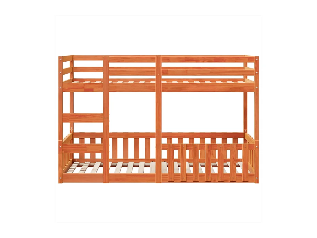 Lit simple-Lit superposé enfant cire marron 75x190 cm bois de pin massif