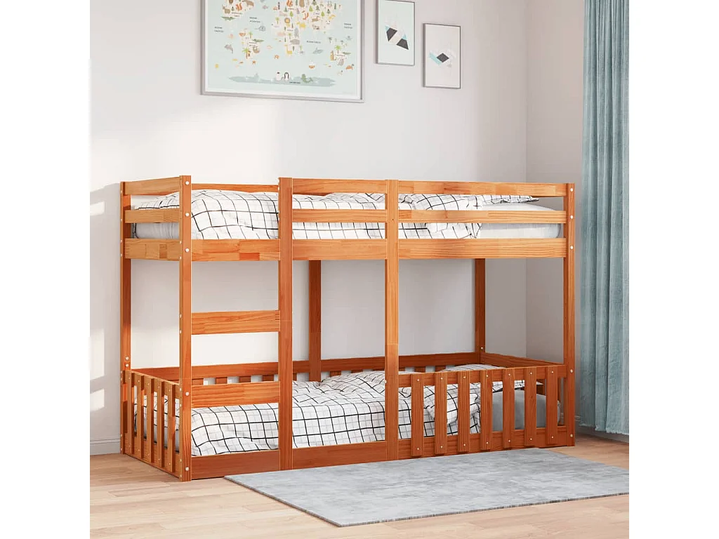 Beliche infantil 75x190cm madeira de pinho maciça castanho cera SHL675895