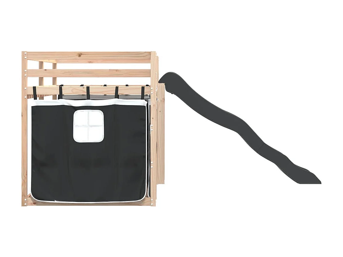 Lit simlpe-Lit superposé enfant-Cadre de lit sans matelas avec toboggan blanc noir 90x200 cm