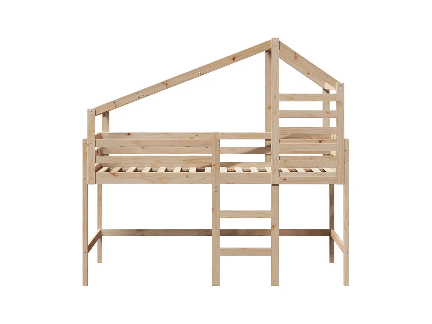 Lit simple-Lit superposé enfant avec échelle et toit sans matelas 80x200 cm