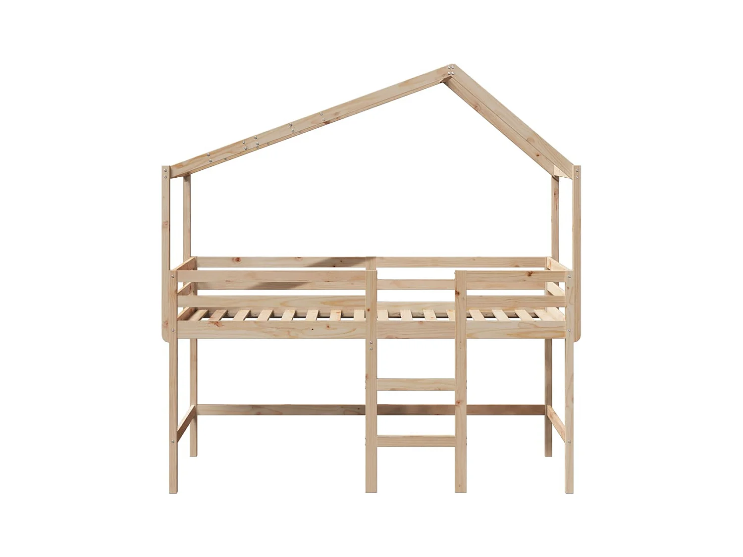 Lit simple-Lit superposé enfant avec échelle et toit sans matelas 80x200 cm