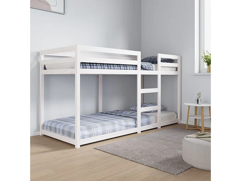 Lit simple-Lit superposé enfant sans matelas blanc 80x200 cm bois de pin massif