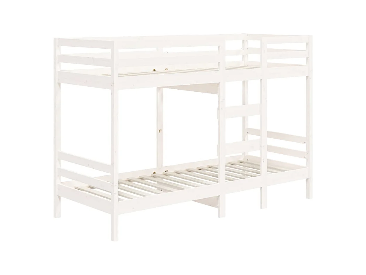 Lit simple-Lit superposé enfant sans matelas blanc 75x190 cm bois de pin massif