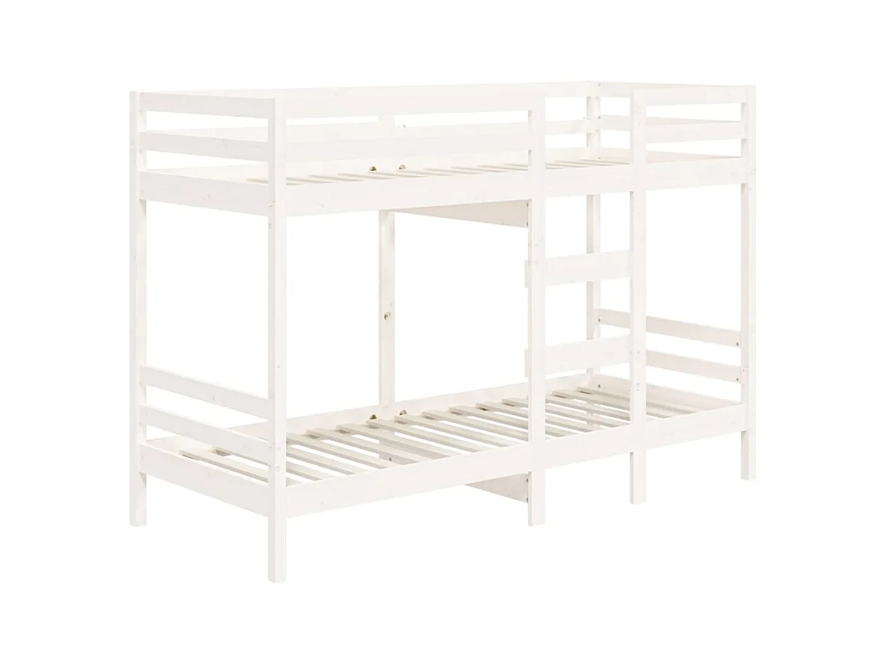 Lit simple-Lit superposé enfant sans matelas blanc 75x190 cm bois de pin massif