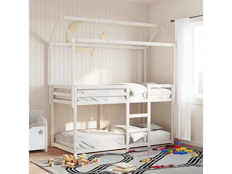 Lit simple-Lit superposé enfant sans matelas blanc 90x190 cm bois de pin massif