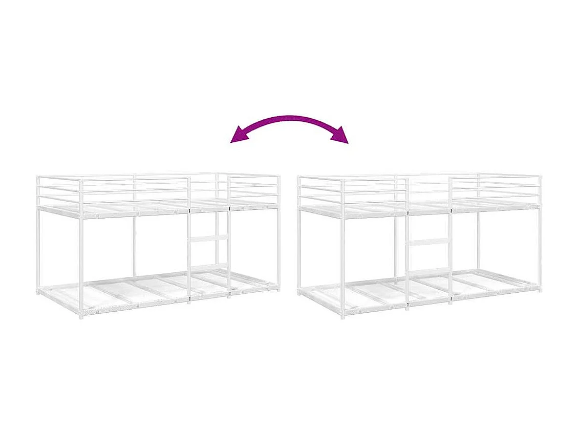 Lit simple-Lit superposé enfant sans matelas blanc 75x190 cm acier