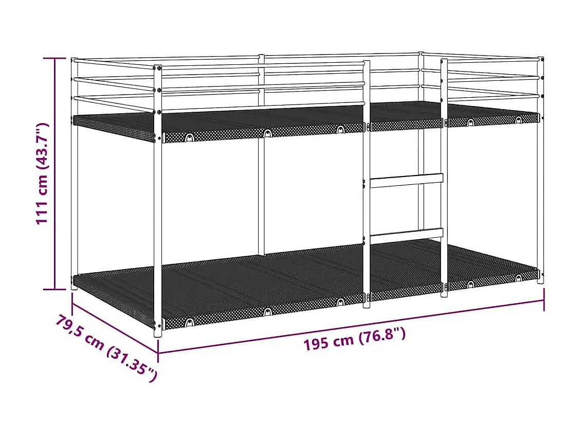 Bettgestell | Kinderbett | Etagenbett ohne Matratze Weiß 75x190 cm Stahl SHL219779