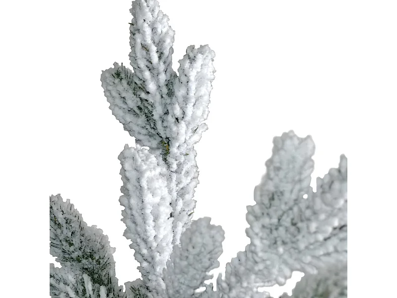 Smukła, nowoczesna choinka bożonarodzeniowa "Comet" pokryta śniegiem, wykonana z PE z efektem Real Touch + Flock, o wysokości 180 cm.