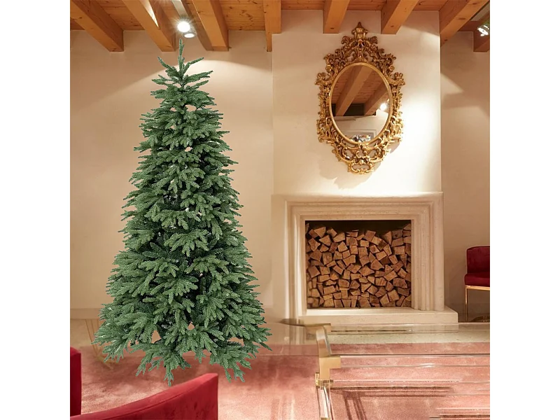 Schlanker Weihnachtsbaum „Kenny“ aus PE mit Real Touch Effekt + PVC in höchster Qualität, 210 cm hoch.