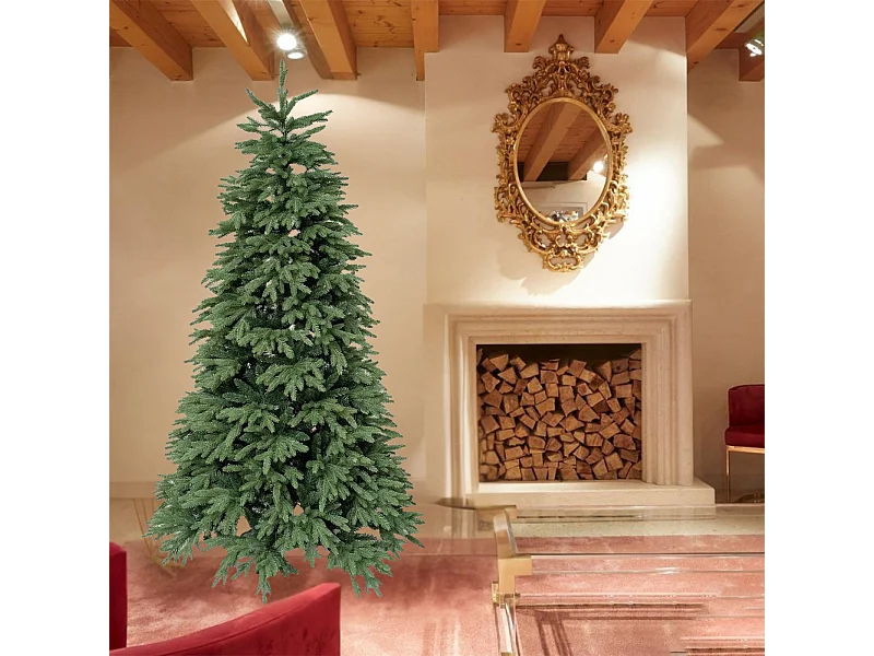 Schlanker Weihnachtsbaum „Kenny“ aus PE mit Real Touch Effekt + PVC in höchster Qualität, 210 cm hoch.