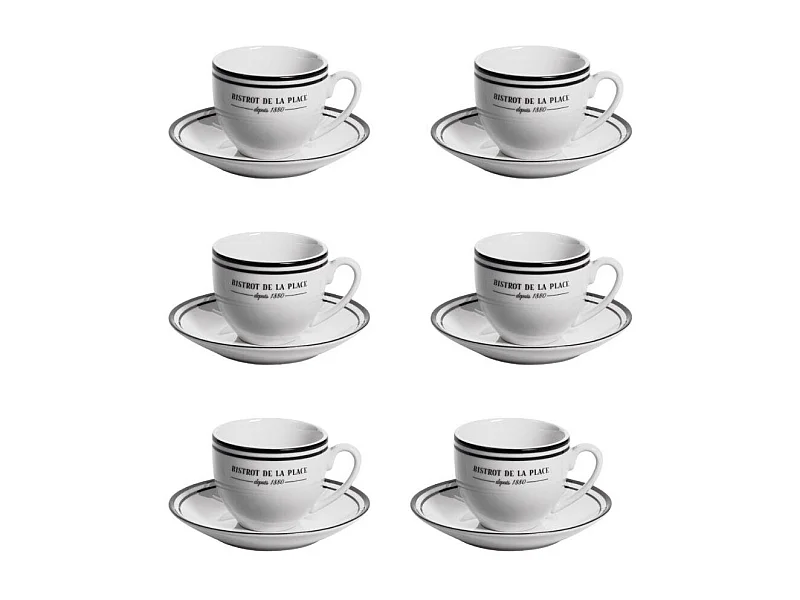 Tasse avec soucoupe Bistrot 9 cl (lot de 6)