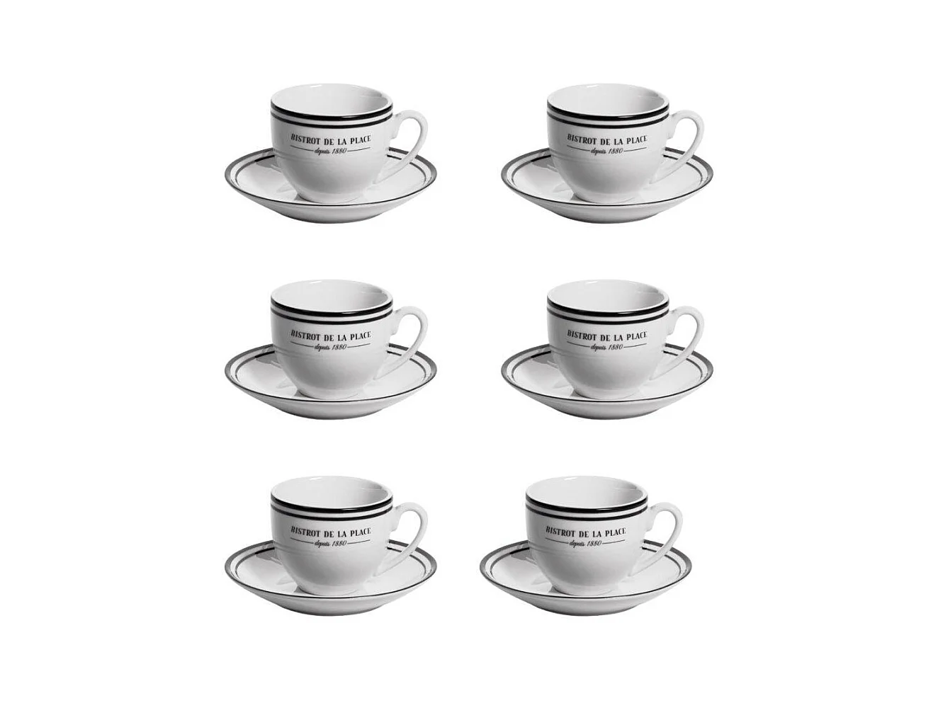 Tasse avec soucoupe Bistrot 9 cl (lot de 6)