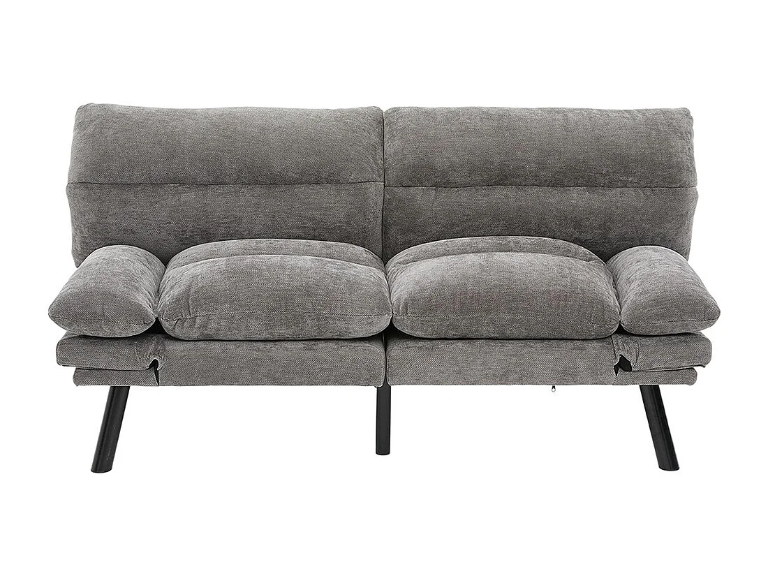 Canapé 2 places chenille ergonomique assise dossier accoudoirs réglables pieds métal confort stable Gris foncé