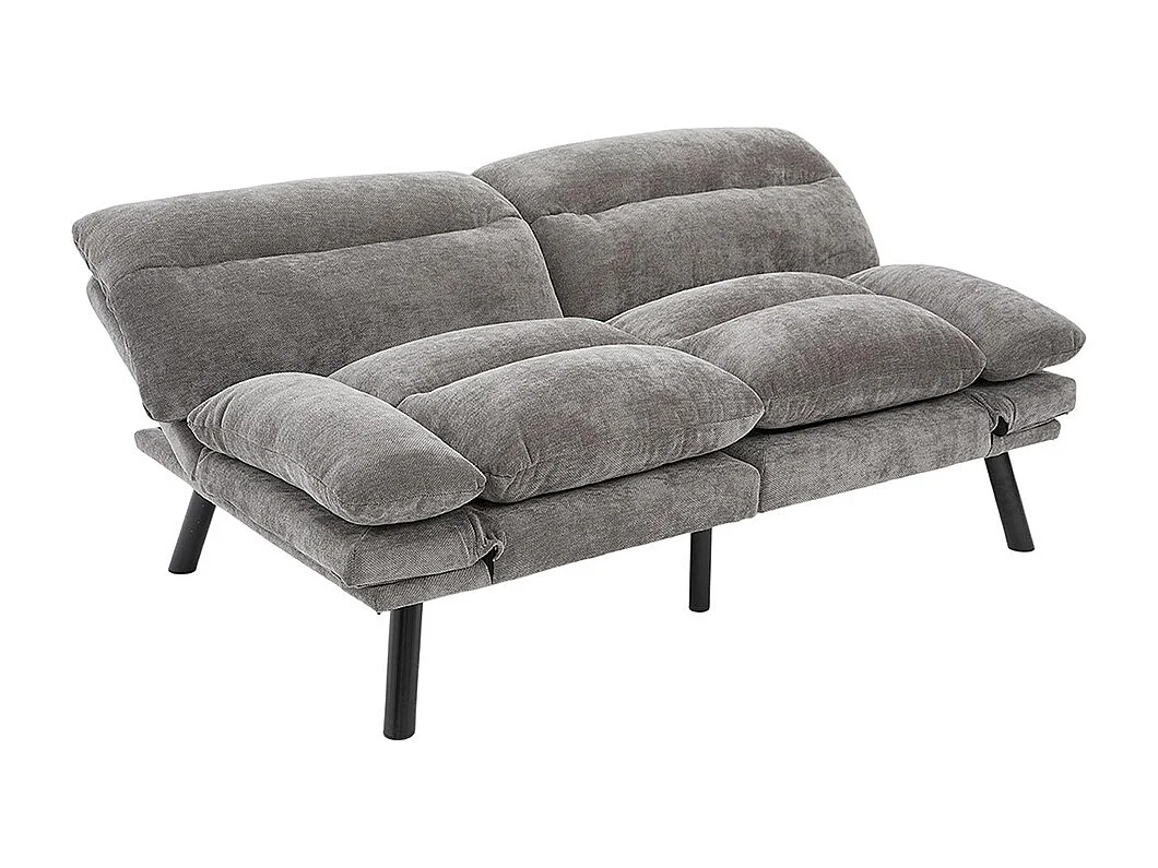 Canapé 2 places chenille ergonomique assise dossier accoudoirs réglables pieds métal confort stable Gris foncé