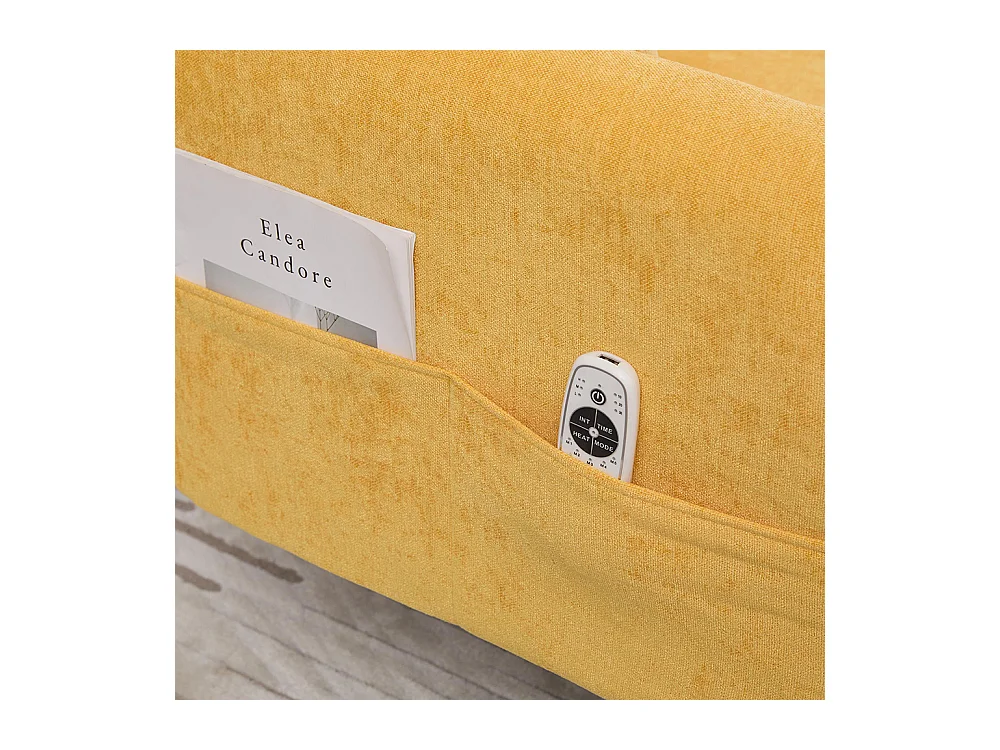 Canapé convertible 2 places dossier ajustable USB poche support téléphone pieds métal pliant siège lit dappoint jaune