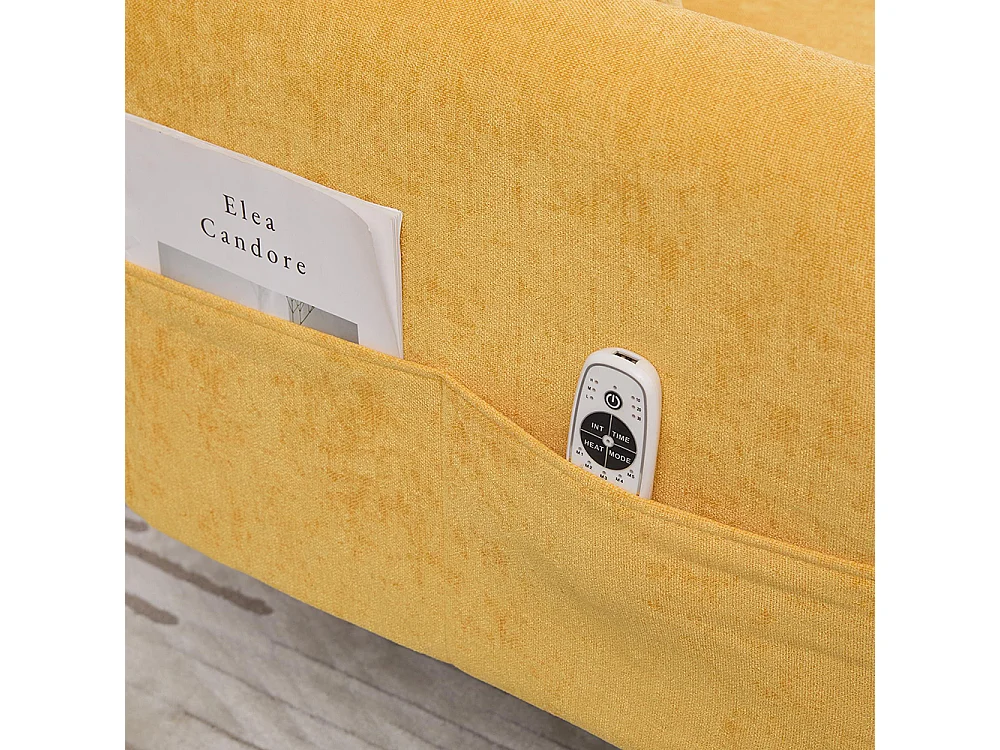 Canapé convertible 2 places dossier ajustable USB poche support téléphone pieds métal pliant siège lit dappoint jaune