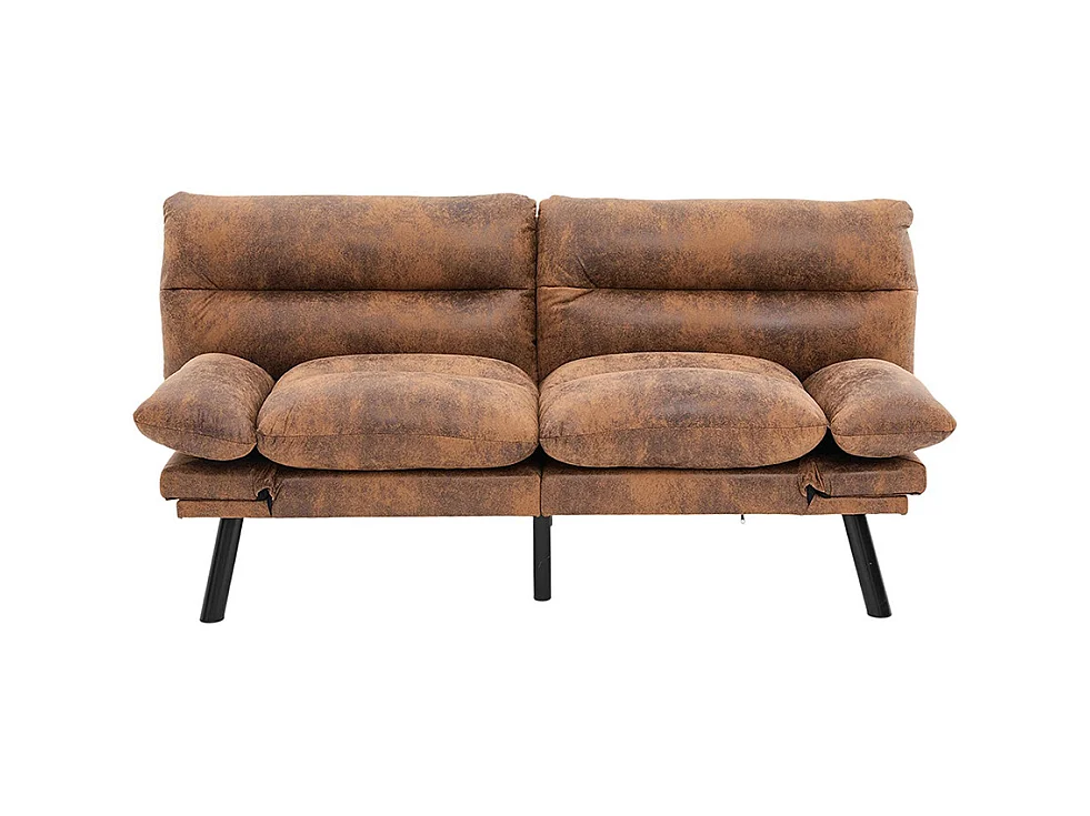 Canapé 2 places ergonomique assise aérée dossier accoudoirs ajustables pieds métal confort stable Café