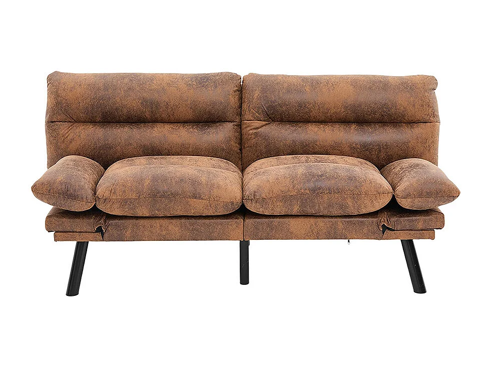 Canapé 2 places ergonomique assise aérée dossier accoudoirs ajustables pieds métal confort stable Café