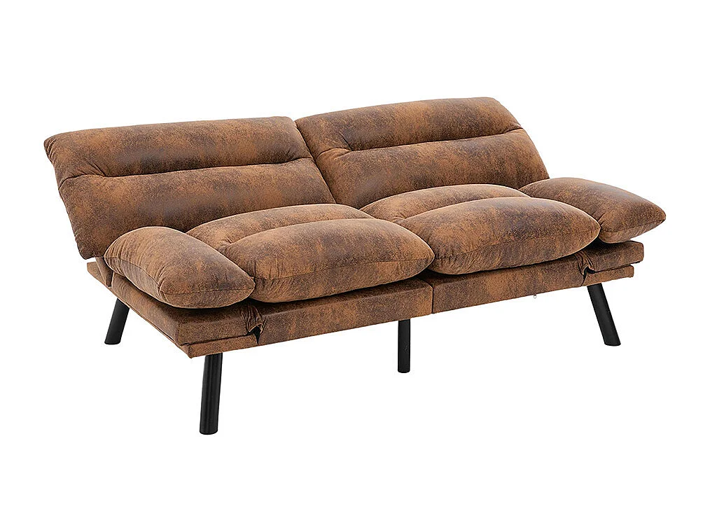 Canapé 2 places ergonomique assise aérée dossier accoudoirs ajustables pieds métal confort stable Café