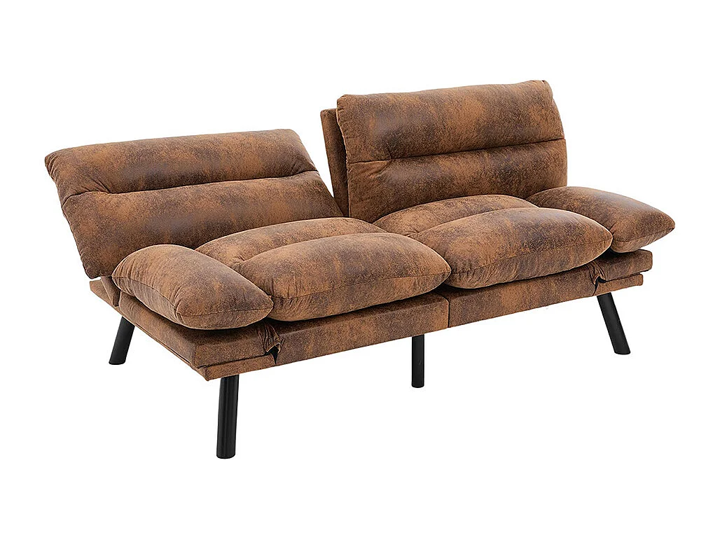 Canapé 2 places ergonomique assise aérée dossier accoudoirs ajustables pieds métal confort stable Café